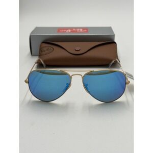 RAY-BAN RB3025 Aviator Large Sunglasses Matte Arista Blue Mirror New 58mm New